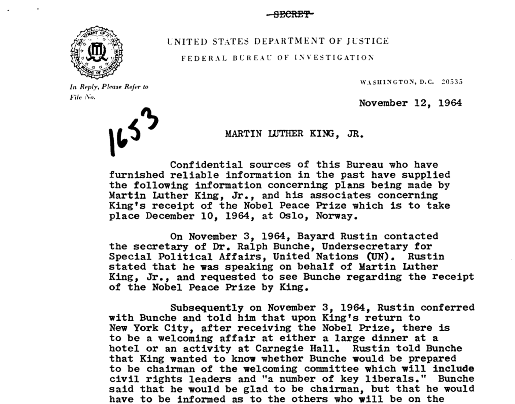 Assassination Investigation Documents Martin Luther King Jr 