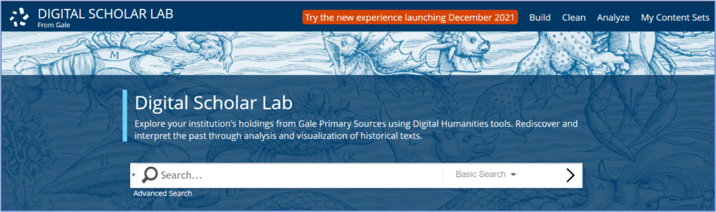 Gale Digital Scholar Lab preview link